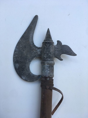 Replica axe used, decorative wooden with metal element 70 cm