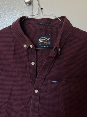 Superdry shirt checkered burgundy size S like new