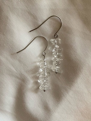 Handmade earrings with glass chips made to order, white and silver