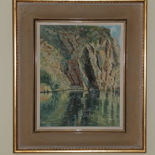 Framed painting used, signed by K. Chronakis