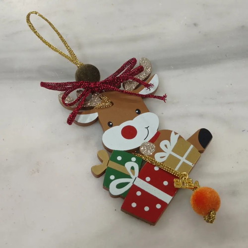 Handmade reindeer charm new, wooden