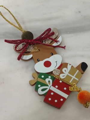 Handmade reindeer charm new, wooden