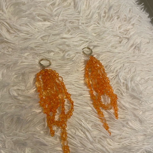 Beaded earrings like new with gold hoops