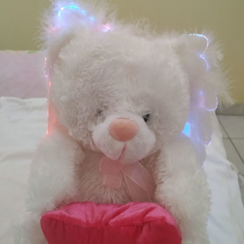 Plush bear used that changes colors and plays music