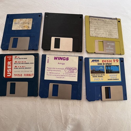 Retro 3.5" δισκέτες πακέτο 6 μεταχειρισμένες, Amiga και USER συλλεκτικές