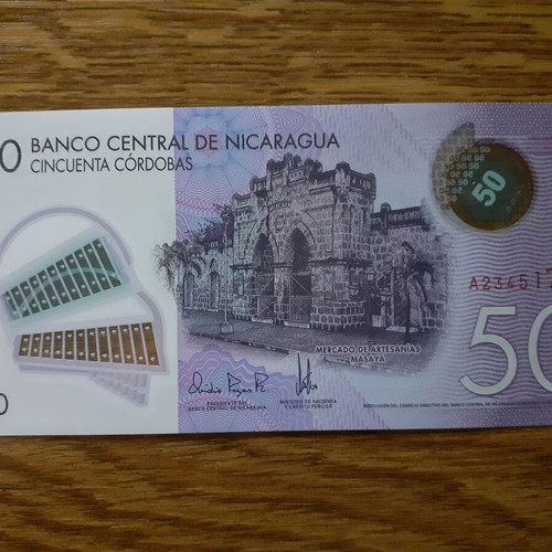 Nicaragua 50 Cordobas 2014 polymer banknote new