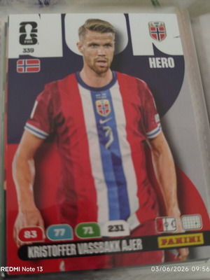 Panini Adrenalyn XL FIFA World Cup 2026 sticker used Kristoffer Ajer