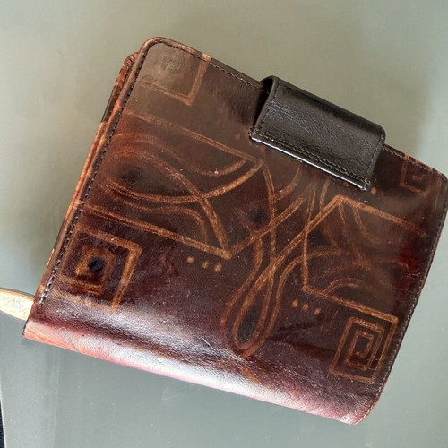Bambas Art handmade leather wallet like new with Geisha Samurai design