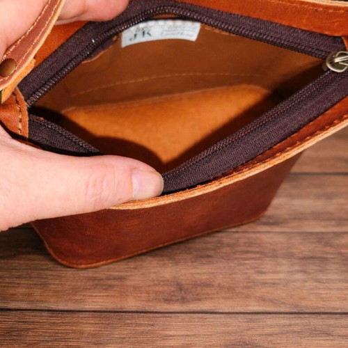 Leather shoulder bag new, brown, Greek made