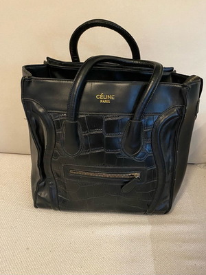 Celine black hand bag used with corner wear