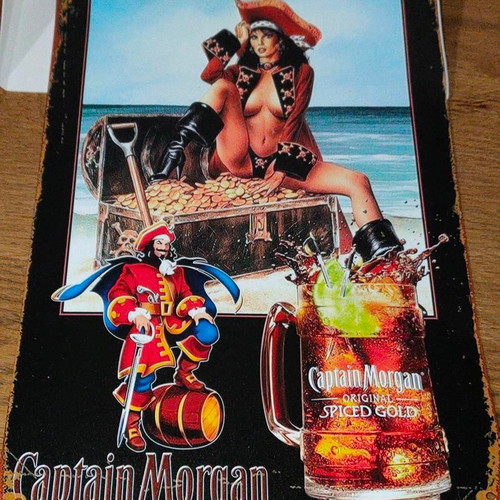 Captain Morgan Spiced Gold metal sign vintage, like new
