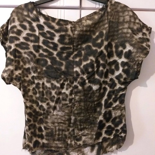 Animal print blouse Bershka with frayed hem, size S