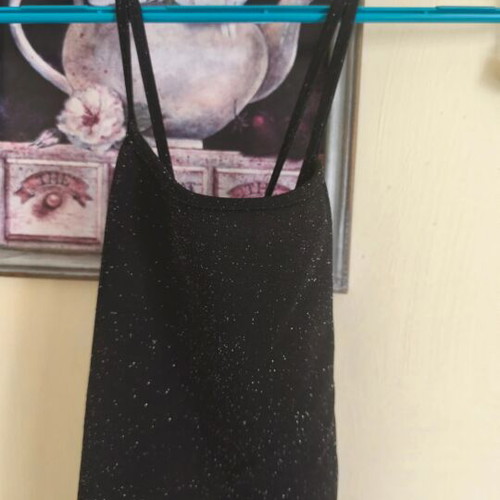 Women's black iridescent dress halter neckline adjustable length new