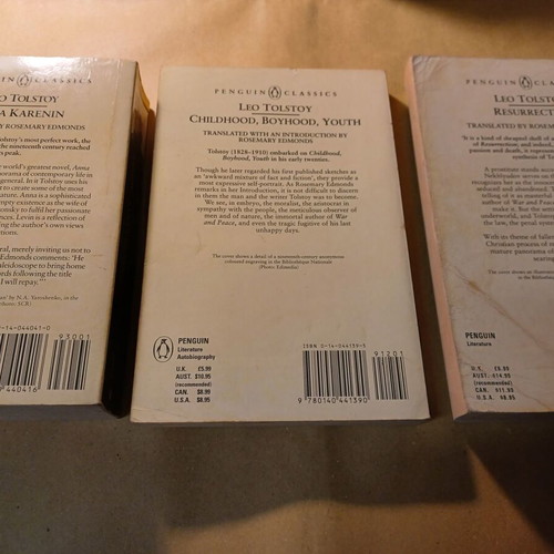 Leo Tolstoy books Resurrection, Childhood, Anna Karenin like new, set of 3