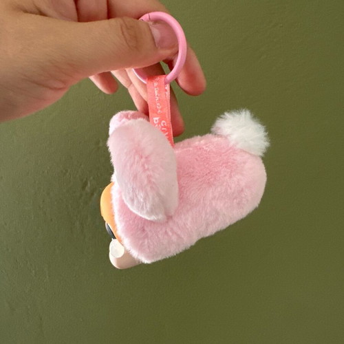 Shein pink teddy bear keychain like new