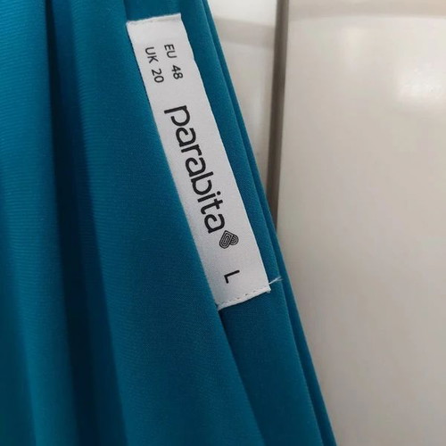 Maxi dress Parabita turquoise with crossover neckline like new