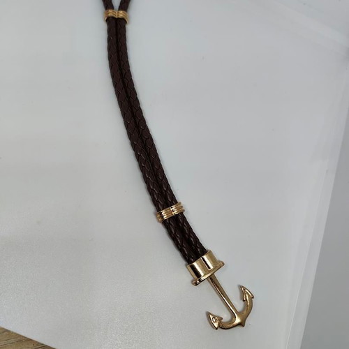 Men's Anchor Bracelet with Braided Leather Like New