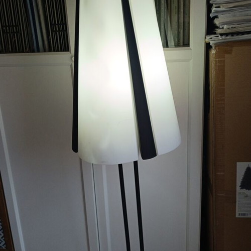Ikea Vistofta floor lamp used, black and white metal frame with translucent shade