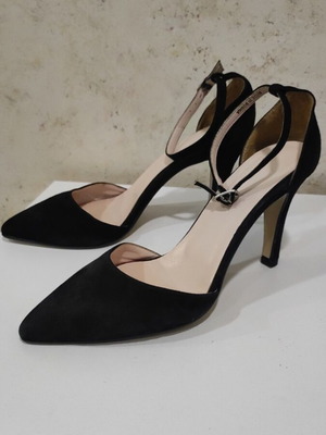 Benetton high heel shoes, black, size 39, nubuck