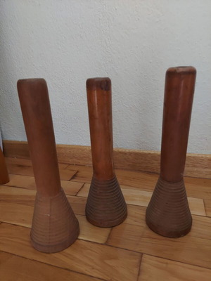 Ξύλινα vintage καρούλια υφαντουργείου μεταχειρισμένα, πακέτο 3 τεμαχίων