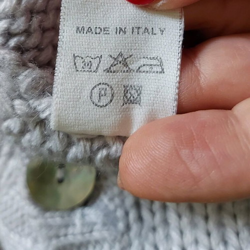 Vintage Italian Sweater used, wool blend, asymmetrical collar