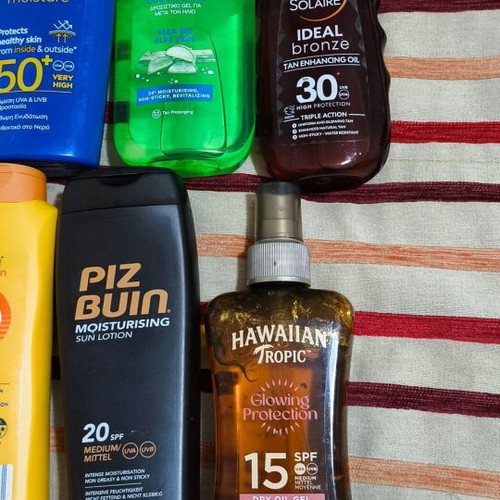 Sunscreens used, pack of 10 almost full