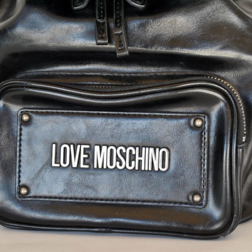 Love Moschino black backpack with 3D logo, like new