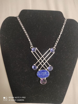 Ethnic Necklace with Lapis Lazuli and Amethyst stones, new
