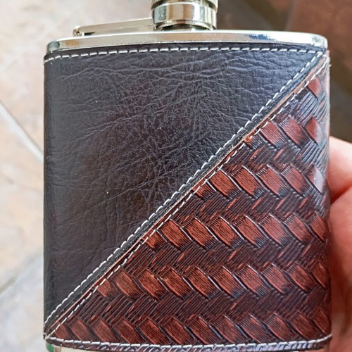 Stainless Steel Flask like new, 6oz (180ml) with faux leather