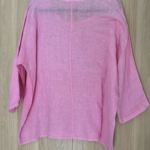 Pink linen blouse 100% linen