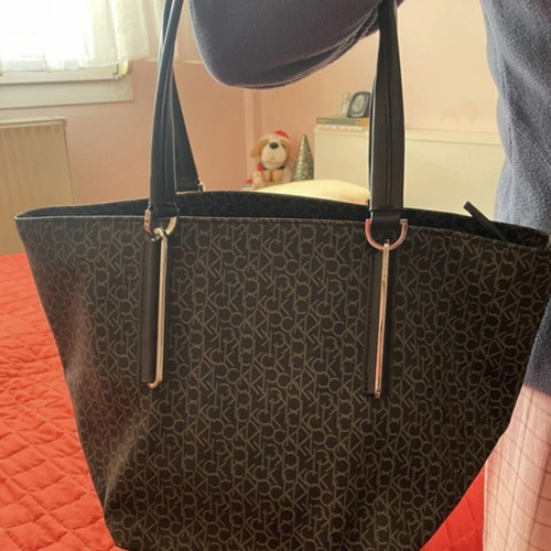 Calvin Klein shoulder and handbag, dark blue with beige logo