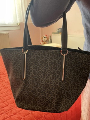 Calvin Klein shoulder and handbag, dark blue with beige logo