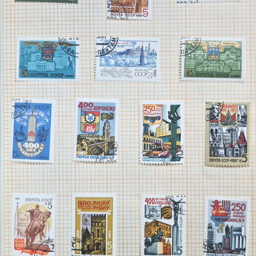 Collectible album with Soviet postage stamps used