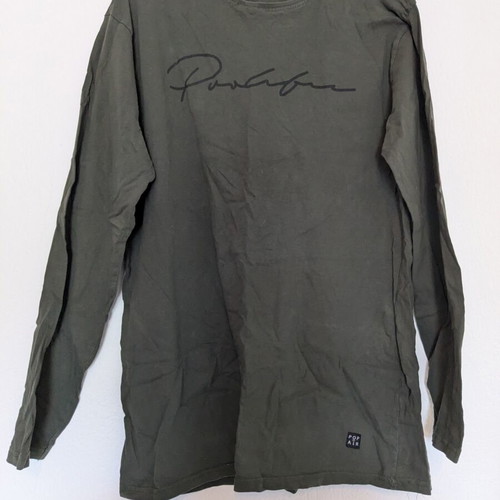 Long-sleeve shirt used, olive color, size L