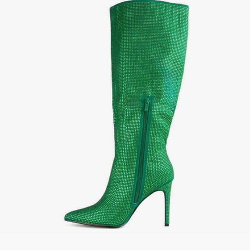 Boots with rhinestones new, green, size 40