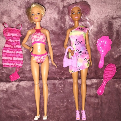 Barbie dolls used, set of 2 with clothes and accessories