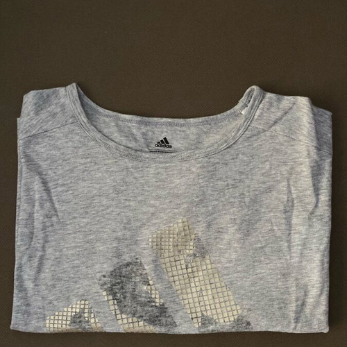 Adidas gray shirt new, size S with gold letters