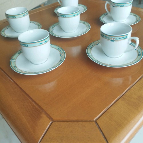Crown Regent vintage coffee cup set of 6 green and gold like new