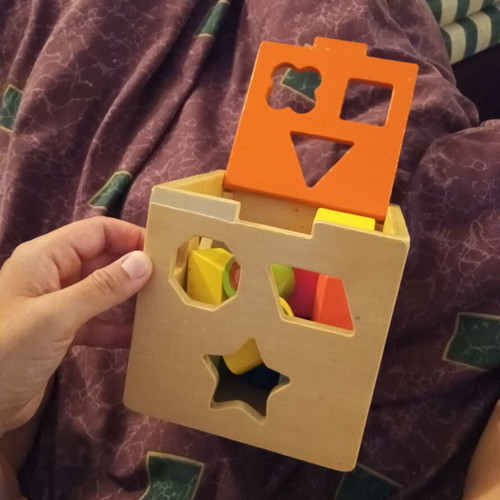 Wooden Shape Sorting Cube by Tooky Toy used