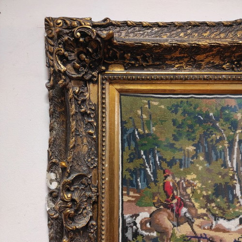 Handmade embroidery used in gold frame 105x80
