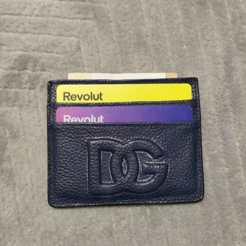Leather card wallet handmade like new, dark blue