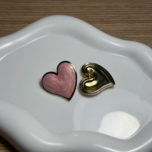 Stainless steel earrings new, pink and gold tone