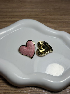 Stainless steel earrings new, pink and gold tone