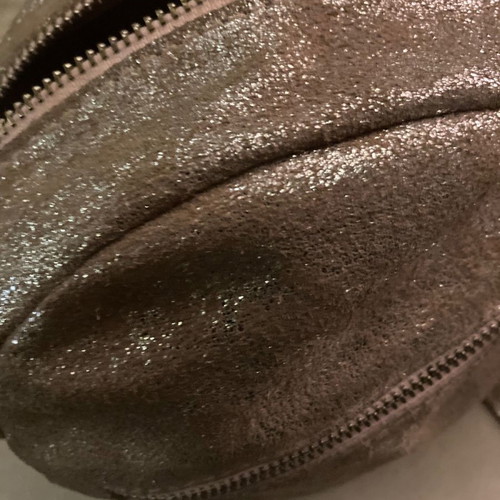 Leather crossbody bag used pink gold genuine leather 25x25