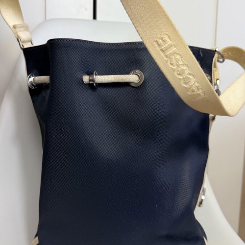 Lacoste bucket bag crossbody used, navy and beige