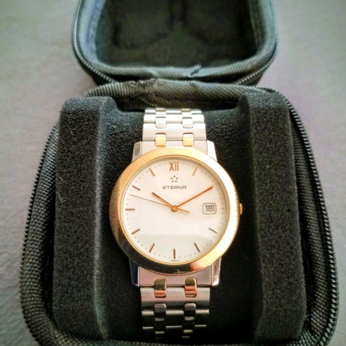 Eterna 3100 men's watch like new, steel and 18k gold plated
