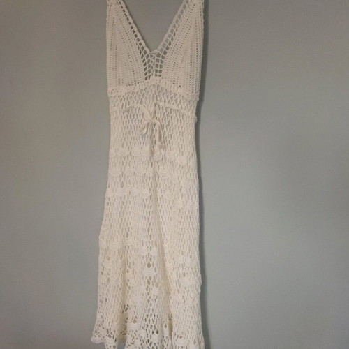 Handmade knitted dress like new, white, size S