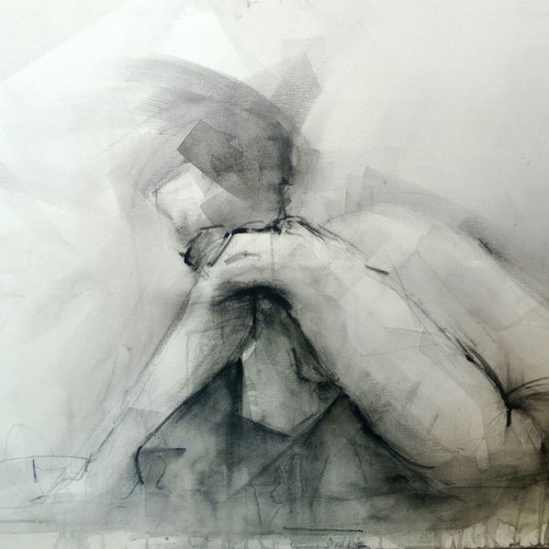 Female nude charcoal and ink drawing 2010