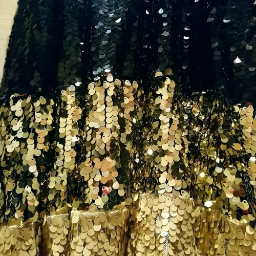 Veloudakis evening dress like new, black with gold sequins, size L