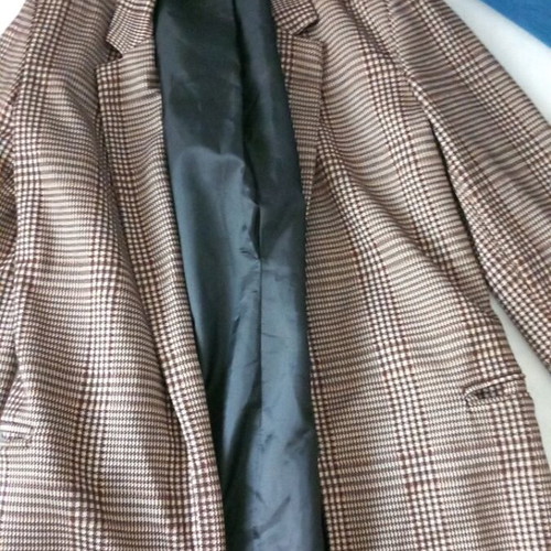 Stradivarius women's jacket used, beige brown checkered